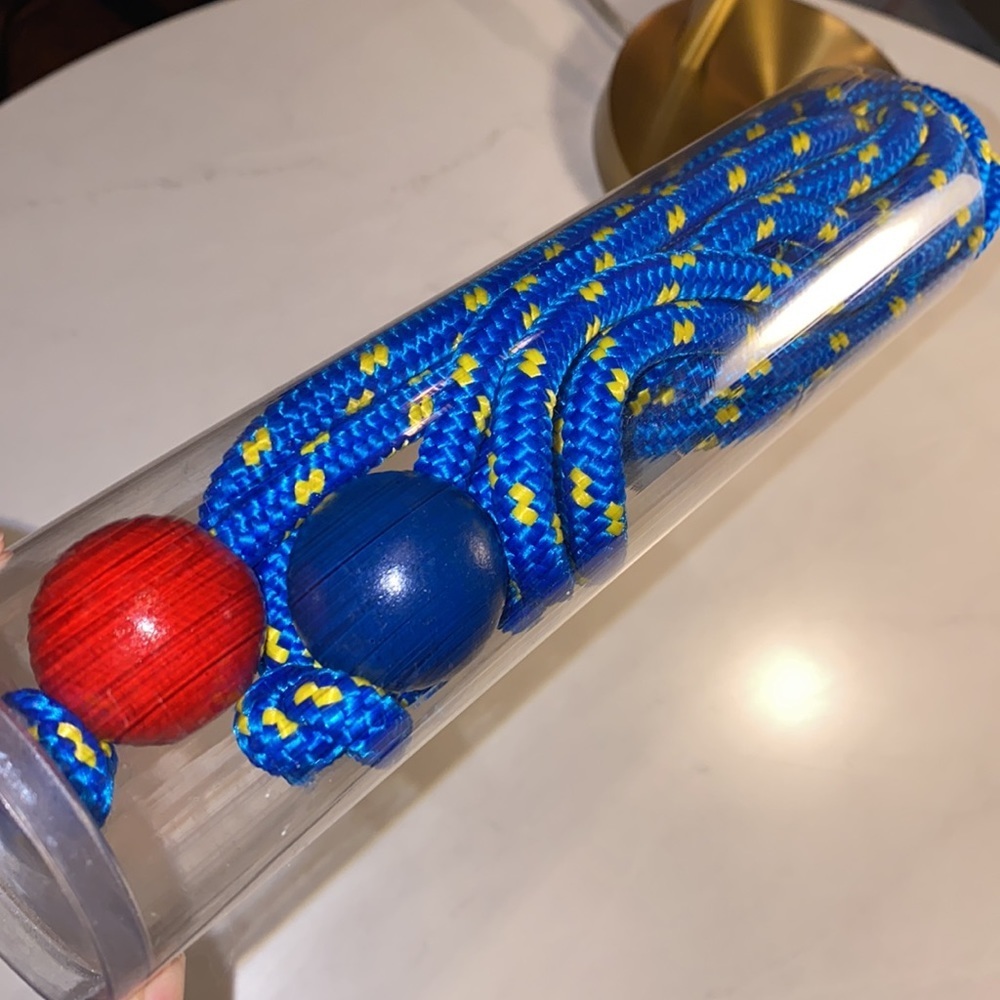 NWT Jump Rope blue braided thick rope red & blue wooden ball handles 15 feet​​
